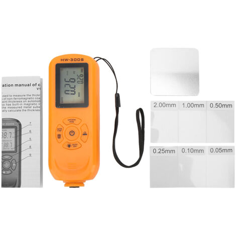 3-in-1-Beschichtungsmessgerät für Lack- und Industrieanwendungen, präzise Messung in Mikron, Millimetern und Mils, vertikales oranges LCD-Display (1/5)