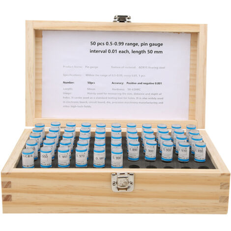 Satz mit 50 hochpräzisen Stahldickenmessgeräten (0,5–0,99 mm) zur Kalibrierung und Feintoleranzkontrolle (1/5)