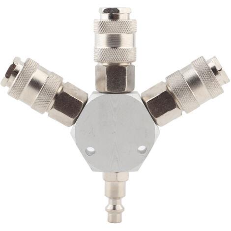 Schnellanschluss-3-Wege-Luftverteiler, 1/4"-NPT-Innengewinde - Verteileradapter für Druckluftschläuche (1/5)