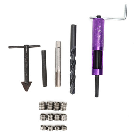 1/2"-13 UNC Gewindereparaturset, 12 Gewindeeinsätze und Montagewerkzeug für mechanische Reparaturen (1/5)