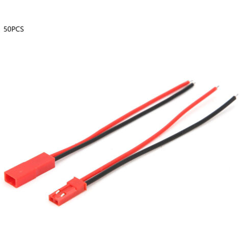 50 Paar 2-polige Stecker, 22AWG rotes Silikonkabel, Stecker/Buchse, verzinntes Kupfer für Arduino (1/5)