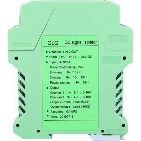 4-20mA 0-10V Stromversorgungsschleifenisolator, Signalwandler mit 1 Eingang und 2 Ausgängen für industrielle Prozesse (1/5)