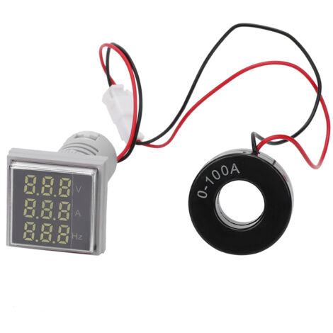 3-in-1 Quadratisches Digitalmultimeter: Misst Wechselspannung, Stromstärke, Frequenz - Kontrollleuchte (weiß) (1/5)
