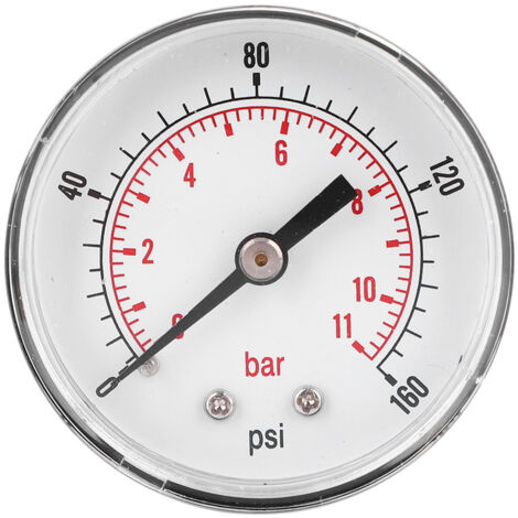 50-mm-Manometer mit 1/4-Zoll-BSPT-Anschluss für Flüssigkeiten (Luft, Wasser, Öl, Gas) – Messbereich 0–160 PSI / 0–11 bar (1/5)