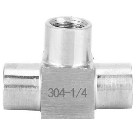 Edelstahl-T-Stück, Dreifachanschluss BSPP Innengewinde 1/4" für Hydrauliksysteme (1/5)
