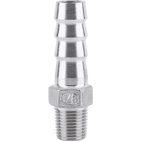 Schlauchanschluss aus Edelstahl mit Widerhaken, 1/8" x 10 mm Außengewinde (1/3)