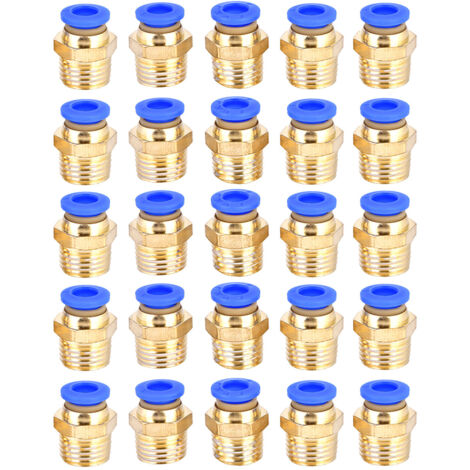 25 Stück PC6-02 G1/4 Schnellkupplungs-Pneumatikverschraubung, Adapter für Druckluftschläuche