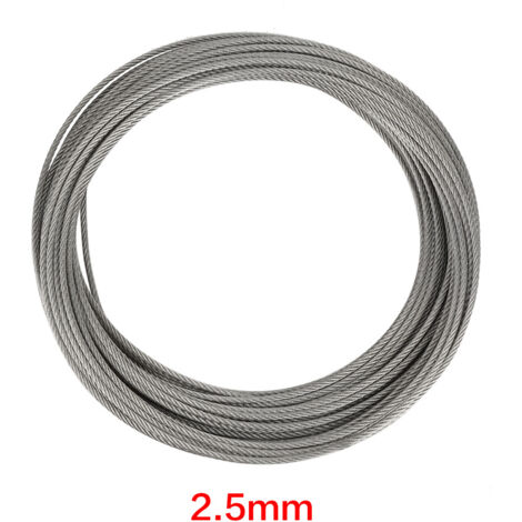 20 Meter langes Edelstahlseil 304 für Angel- und Hebearbeiten, 2,5 mm Durchmesser (1/5)