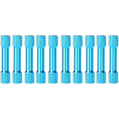 10 Stück lange Gewindemuttern M3x30 mm aus blau eloxiertem Aluminium für Drohnen- und Modellbau (1/5)