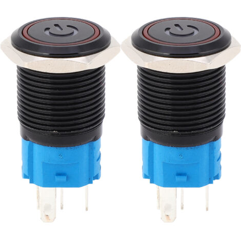 Stück IP65 selbstverriegelnde Metall-Drucktaster mit LED-Anzeige 16 mm (rotes Symbol 220 VAC) (1/5)