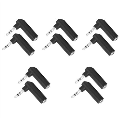 10 abgewinkelte 3,5-mm-Klinkenstecker-Adapter (männlich/weiblich) für Kopfhörer und Ohrhörer (1/5)