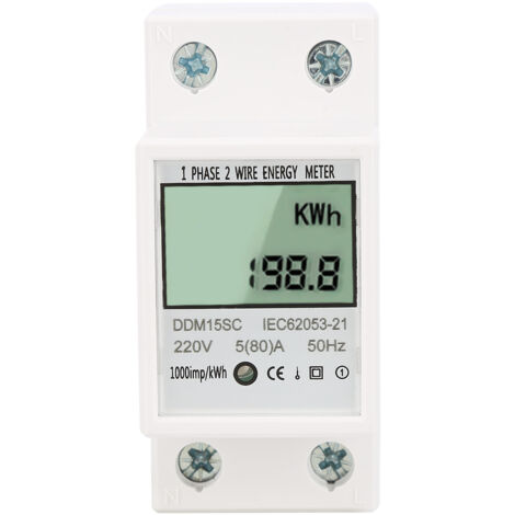 Einphasiger digitaler Energiezähler 80A DDM15SC mit LCD-Anzeige für DIN-Schienenmontage (1/5)
