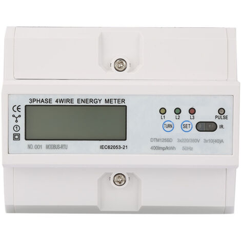 Dreiphasen-Stromzähler 10-40A 220V/380V mit LCD-Anzeige zur Überwachung des Stromverbrauchs (1/5)