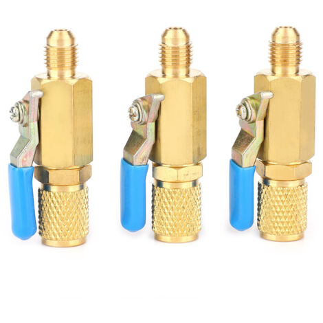 1/4" SAE Kugelhahnadapter (Außen-/Innengewinde) für die Kältemittel R12, R134a und AR410 – 3 Stück (1/5)