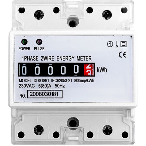 Einphasen-Stromzähler DDS1891, LCD-Anzeige, 230 V, 50 Hz, hohe Präzision, DIN-Schienenmontage (1/5)
