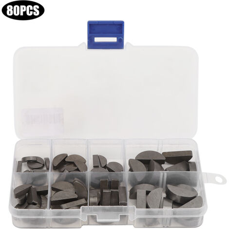Set mit 80 halbmondförmigen Edelstahlschlüsseln in verschiedenen Größen, inklusive Aufbewahrungsbox (1/5)