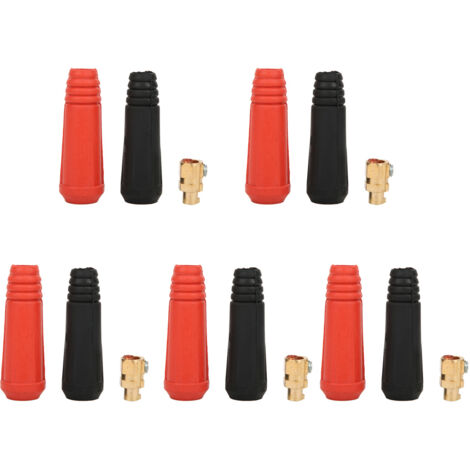 Stück europäische Schnellverbinder 10–25 mm² für Schweißgeräte, lange Ausführung in Rot und Schwarz (1/5)