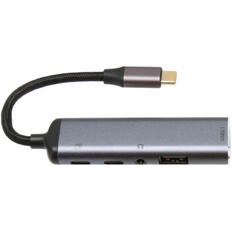 5-in-1 USB-C-Dockingstation mit 100-W-PD-Schnellladefunktion, USB 3.0-, HDMI- und Audioanschlüssen für MacBook und PC (1/5)