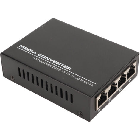 Glasfaser-Konverter mit 1 SFP-Port und 4 Gigabit-RJ45-Ports, kompatibel bis zu 25 km, 100–240-V-Netzteil für Europa (1/5)