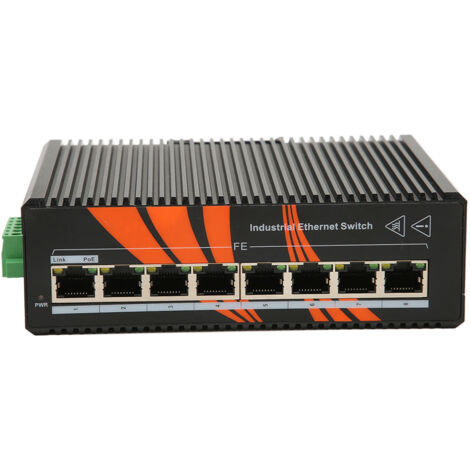Industrieller 8-Port-DIN-Schienen-Ethernet-Switch, -40 °C bis 75 °C, 12–58 V DC-Netzteil für robuste Netzwerke (1/5)