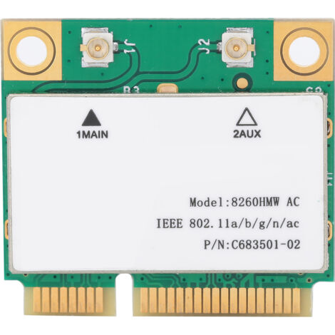 Mini-PCIe-Dualband-WLAN-Karte 2,4 GHz/5 GHz, Intel 8260HMW, Bluetooth 4.2, 802.11ac Gigabit, 2 Antennen (1/5)