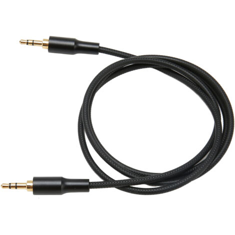 3,5-mm-Stereo-Audiokabel aus geschirmtem Nylon für Autoradio, Lautsprecher und Kopfhörer – 1 Meter, Schwarz (1/5)