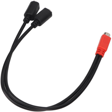 MINI DIN Y-Kabel, 6-polig Stecker auf 2 Buchsen, 30 cm, rot und schwarz, zur Signalaufteilung (1/5)