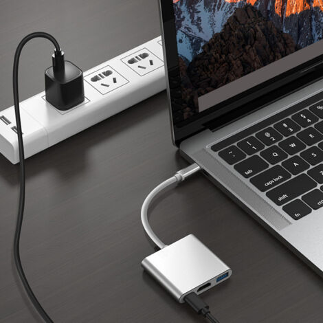 3-in-1 USB-C-Dockingstation aus Aluminium, 4K 5Gbps Hub für Laptop, Maus und Tastatur. (1/5)