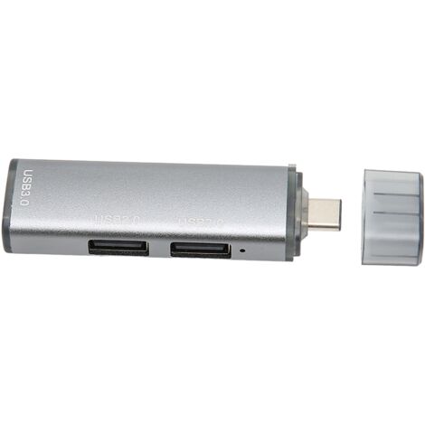 USB-C-Dockingstation aus Aluminium, Maus- und Tastatur-Hub, 300 Mbit/s, grau, für Laptops (1/5)