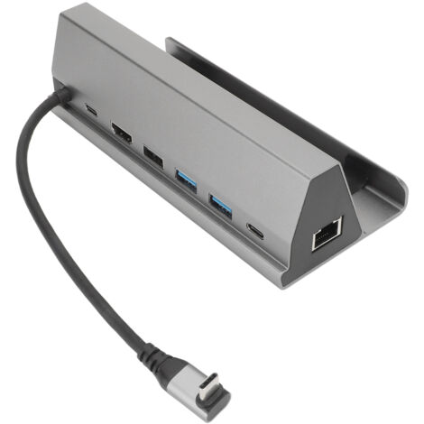 7-in-1 USB-C-Dockingstation mit HDMI-, USB 3.0-Anschlüssen, RJ45-Ethernet und PD-Ladefunktion – Kompatibel mit MacBook und PC – Grau (1/5)