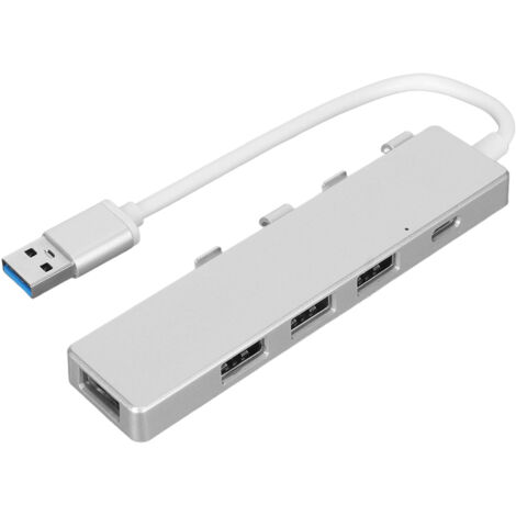 7-in-1 USB-C Hub-Dockingstation mit USB 3.0-, USB 2.0-, HDMI- und Ethernet-Anschlüssen für Laptops, Metallic-Silber (1/5)