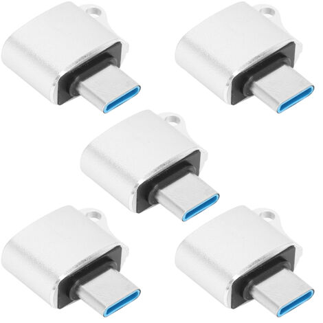 OTG-USB-C-auf-USB-2.0-Adapter, 5er-Pack, tragbarer Datenkonverter für Smartphones und Tablets, Silber (1/5)