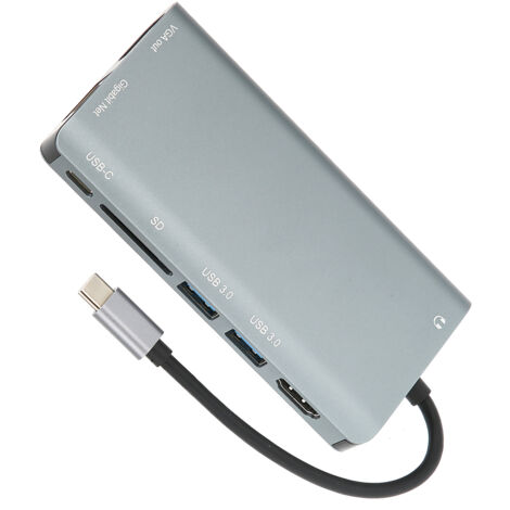 8-in-1 Universal-Dockingstation mit USB-C-Anschluss und HDMI/VGA-Adaptern, 3 USB 3.0-Anschlüssen und Ladefunktion (1/5)
