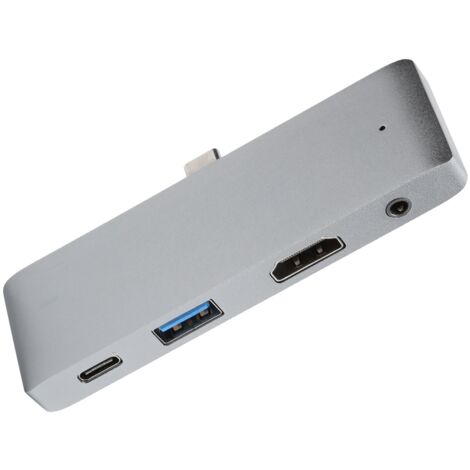 4-in-1 USB-C-Dockingstation mit HDMI, 3,5-mm-Audioanschluss, USB 3.0 und Ladeanschluss – Universeller Hub für PC und Mac (1/5)