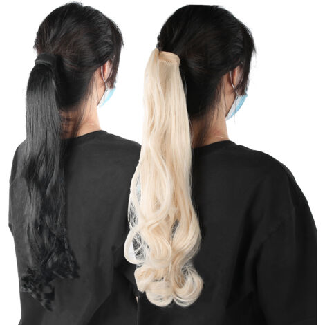 2-teiliges Set lockiger Haarverlängerungen für Pferdeschwanz, Clip-in-Haarteile für Damen (1/5)