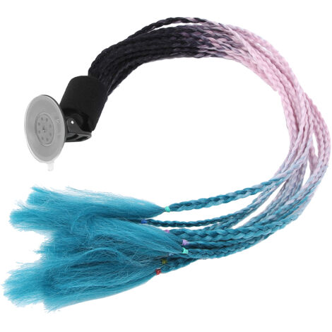 Motorradhelm mit Pferdeschwanzperücke, schwarz-rosa-blauer Farbverlauf (1/5)