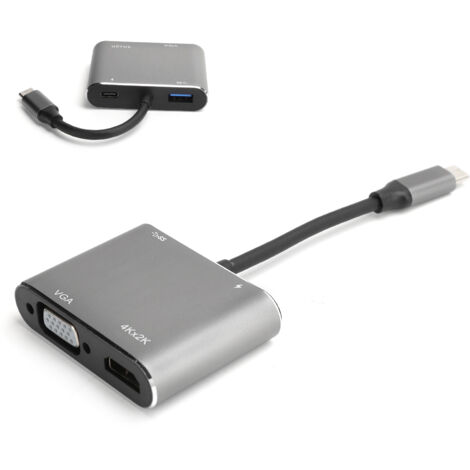 4K USB-C Erweiterungsstation mit HDMI-, VGA-, USB 3.0- und Ladeanschlüssen – Universeller Laptop-Adapter (1/5)