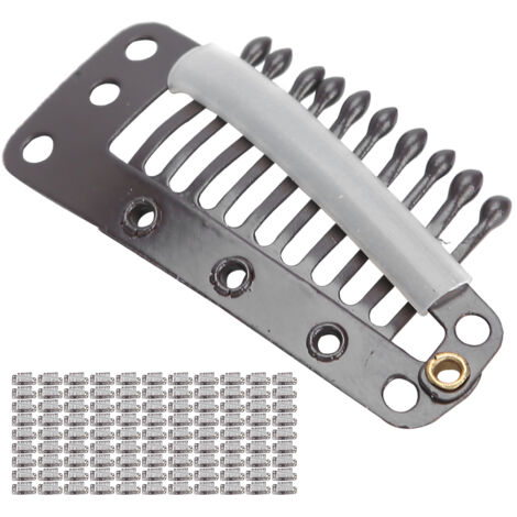 100 Haarspangen aus Edelstahl, 10-zackige Spangen für Extensions und Perücken, Braun, zum Selbermachen (1/5)