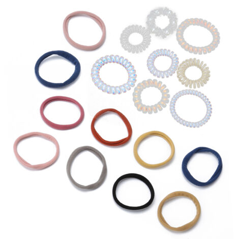 Set mit 18 unsichtbaren Spiralhaargummis, markenlos, für Pferdeschwanzfrisuren (1/5)