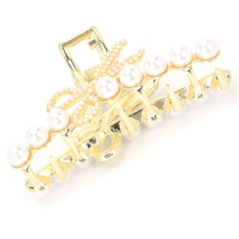 Haarspangenschere mit Perlen und Strasssteinen, elegantes Haaraccessoire für Frauen und Mädchen (1/5)