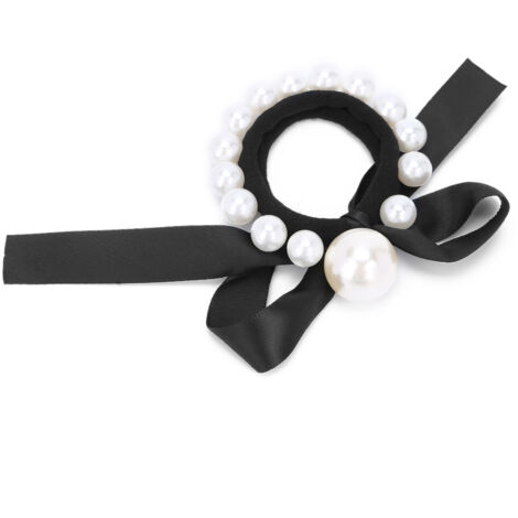 Haarspange mit Perlen und Schleife – Elegantes Haaraccessoire – Geschenk für Mädchen und Frauen – Schwarz (1/5)