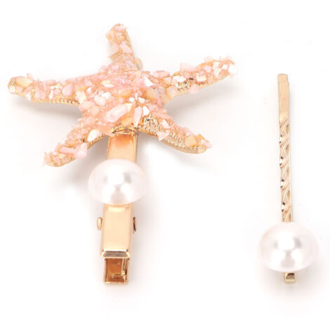 Seestern-Haarspange mit Perlen, Haaraccessoire für Damen und Mädchen, Roségold (1/5)