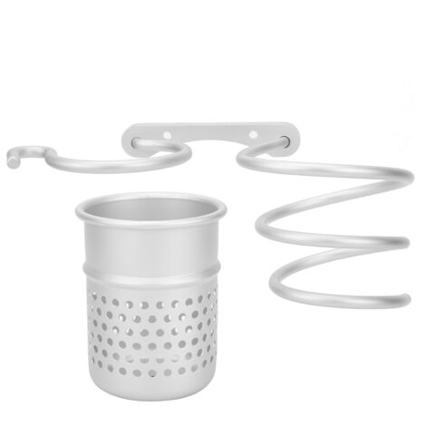 Wandmontierter Haartrocknerhalter mit Becherhalter, wandmontierte Badezimmeraufbewahrung für Haaraccessoires (1/5)