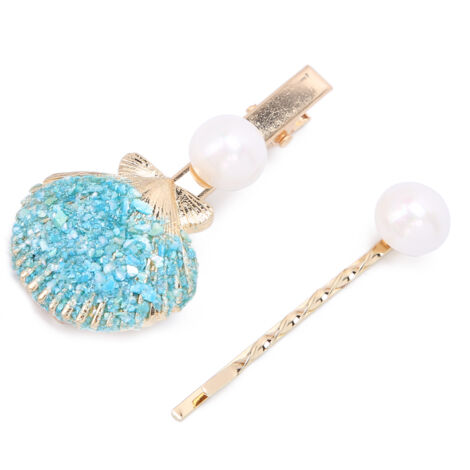 Haarspange mit blauer Perlmuttmuschel – Elegantes Haaraccessoire für Damen – Geschenk (1/5)