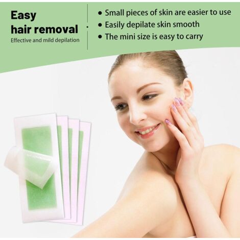 72 Wachsstreifen zur Gesichts- und Lippenhaarentfernung, hypoallergen für alle Hauttypen, Set mit Make-up-Entferner-Pads (1/2)