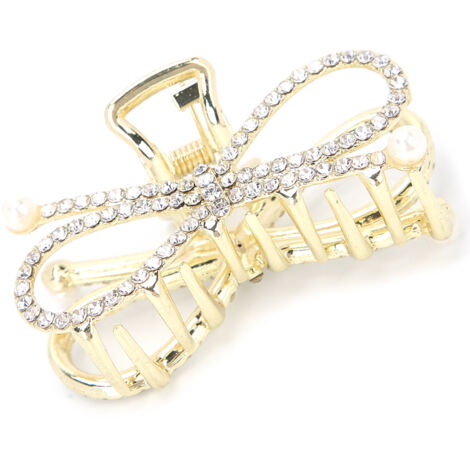 Haarspange für Damen mit Schleife und Perlen, dekoratives Strass-Haaraccessoire (1/5)