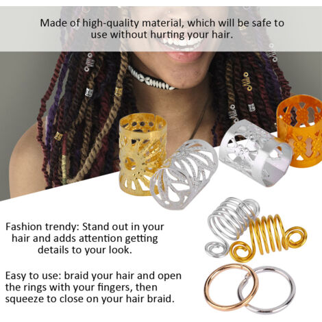 90 Ringe für Zöpfe und Dreadlocks, dreisträngige Haargummis, Haarschmuck für Frauen und Teenager-Mädchen (1/3)