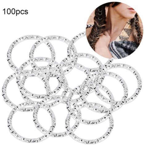 100 silberne Ringe für Zöpfe und Dreadlocks, Haarschmuck für Frauen und Teenager-Mädchen, 100er-Packung (1/5)
