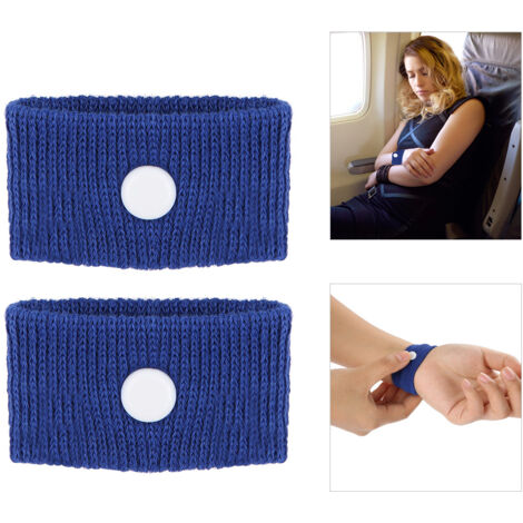 Paar Akupressur-Armbänder gegen Übelkeit für Auto-, Flugzeug- oder Schiffsreisen (Blaue Farbe) (1/5)