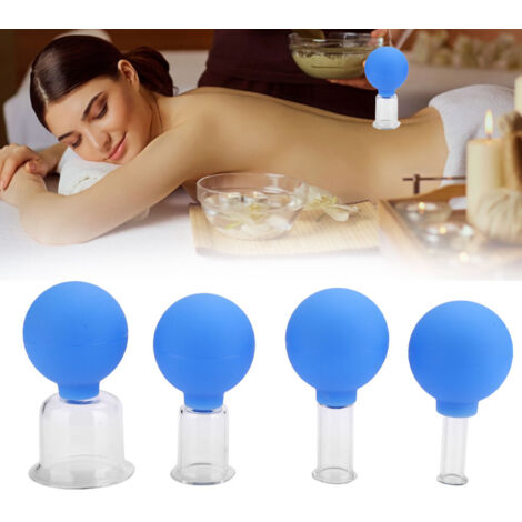 Set mit 4 Saugnäpfen aus Glas und Silikon für therapeutische Massage und Entspannung (1/5)